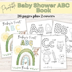 Baby Shower ABC Book - Babys First Alphabet Coloring Pages - Keepsake Gift for New Mom - Shower Activity