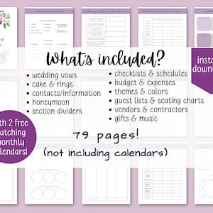 Wedding Binder - Printable Planner to Organize Your Wedding Day with Checklists, Itinerary, & Timeline - Purple Floral