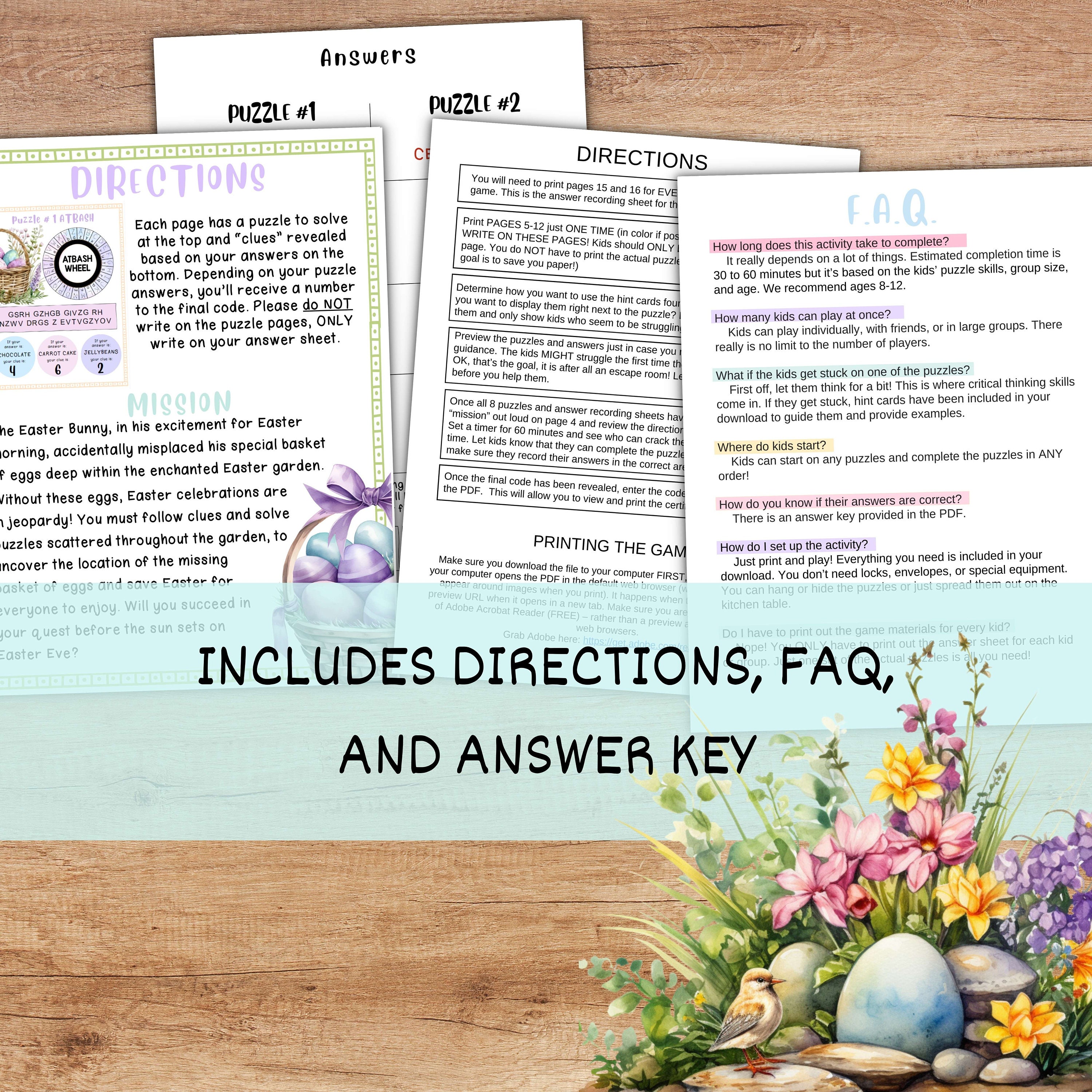 Easter Escape Room for Kids - Printable Crack the Code Puzzle Activity ...