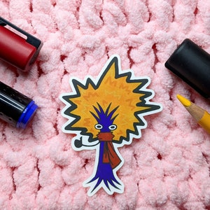Crazy Hair Tree Sticker | Matte Sticker | Cute Tree Sticker | Relatable Hair Sticker | Laptop Stickers | Waterbottle Stickers | Car Stickers