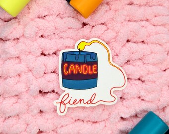 Candle Fiend Sticker (Matte Clear Background) | Cute Candle Gift | Candle Lover Sticker | Laptop Sticker | Waterbottle Sticker | Car Sticker