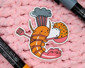 Shrimp Fried Rice Sticker | Matte Sticker | Meme Sticker | Cute Shrimp Sticker | Laptop Stickers | Waterbottle Stickers | Car Stickers