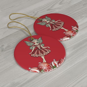 Ceramic Sugarplum Fairy Ornament: Holiday Christmas Tree Decoration