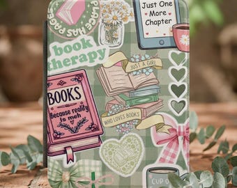 Funda para Kindle con temática de lectura / Funda para lector electrónico con collage de pegatinas / Regalo para ella