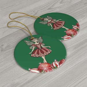 Sugar Plum Fairy Ceramic Christmas Ornament: Festive Holiday Decoration