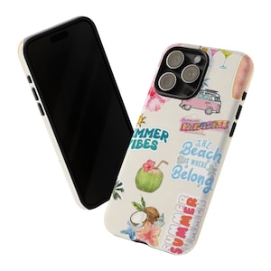 Sticker Phone Cases, Summer Beachy Vibes, Ocean Waves Coastal Theme, Gift For Her , IPhone 14, IPhone 11, Samsung Galaxy 25, IPhone 16, 12
