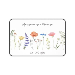 Skrivbordsmatta med vildblomsbukett | Musmatta med blommotiv | Personlig present | Jag älskar dig