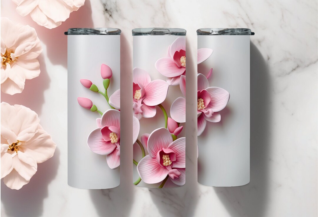 Pink Orchid Tumbler Orchid Flower Cup 20 Oz Skinny Tumbler Etsy