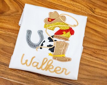 Personalized Cowboy Birthday Shirt: Embroidered Western Rodeo Outfit