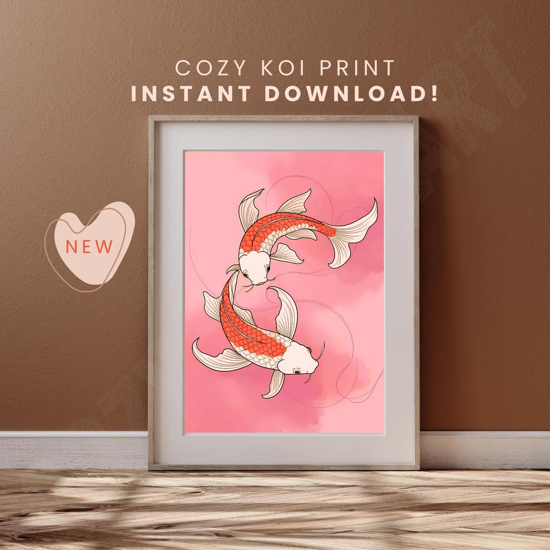 Zen Koi Fish Wall Art – Japanese Watercolor Print | Minimalist Red ...