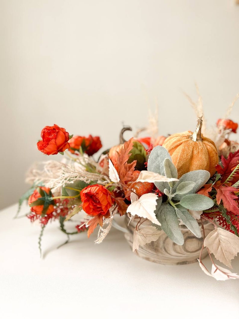 Fall Table Decoration for Halloween, Halloween Gift for Home, Autumn Decor with Pumpkins for Living Room image 3