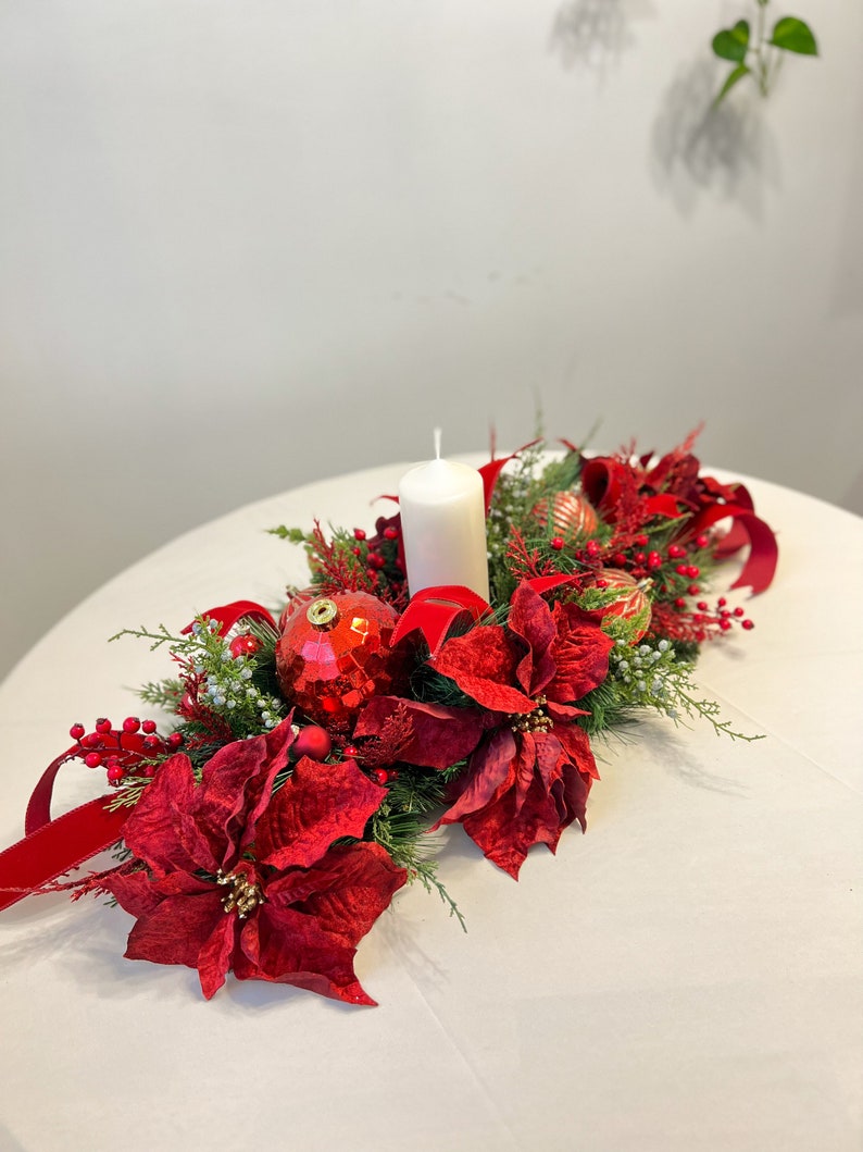 Poinsettias Christmas Centerpiece Christmas Table Decor Long - Etsy Canada