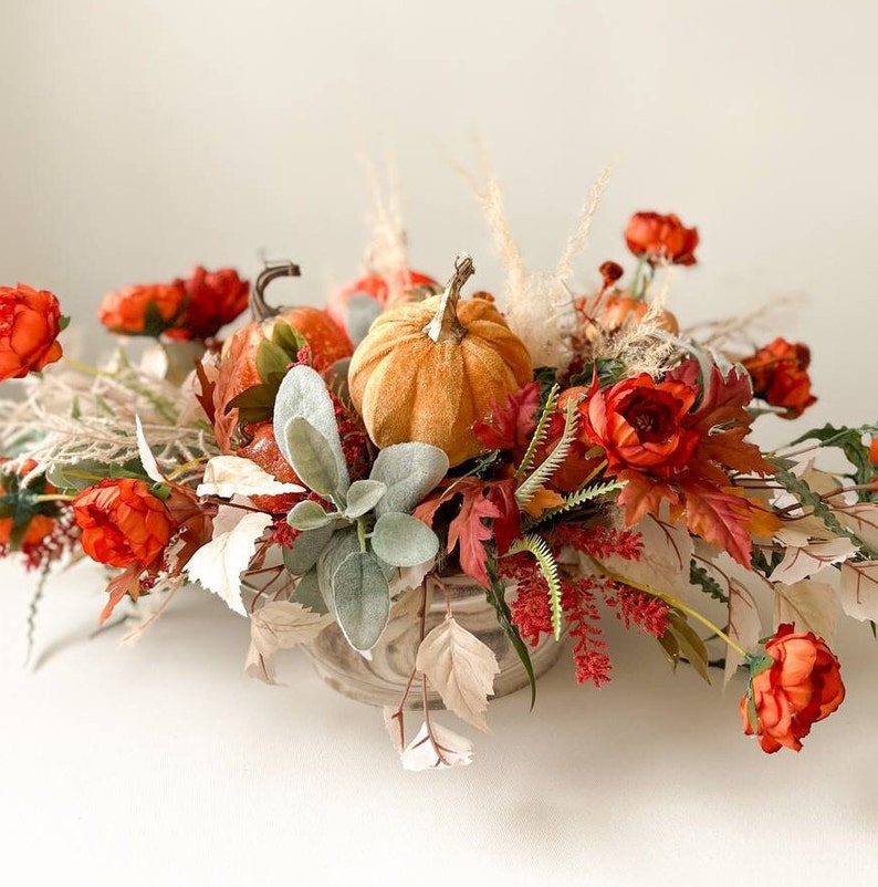 Fall Table Decoration for Halloween, Halloween Gift for Home, Autumn Decor with Pumpkins for Living Room image 2
