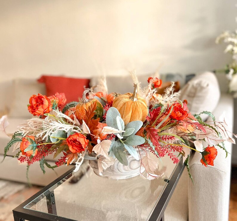 Fall Table Decoration for Halloween, Halloween Gift for Home, Autumn Decor with Pumpkins for Living Room image 9