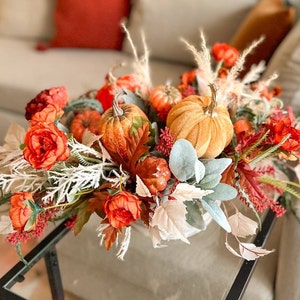 Fall Table Decoration for Halloween, Halloween Gift for Home, Autumn Decor with Pumpkins for Living Room image 1