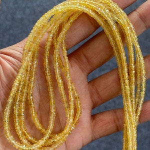 Yellow Sapphire Rondelle Beads: Natural Gemstone, 18 Inch Strand