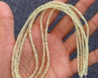 Natural Green Sapphire Faceted Rondelle Beads 18 Inches 2mm-4mm Green Sapphire Gemstone Loose Beads For Jewelry Making Necklaces, Pendent.