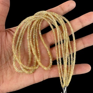 Yellow Sapphire Rondelle Beads: 2mm-4mm Faceted Gemstone, 16&quot; Strand
