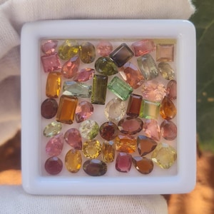100 Pieces Tourmaline Faceted Gemstone Mix Shape and Size Tourmaline Cut Stone, Natural Multi Color Tourmaline Loose Stone