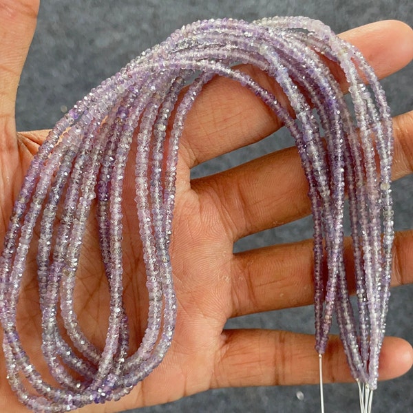 Natural Purple Sapphire Faceted Rondelle Beads 18 Inches 2mm-4mm Purple Sapphire Loose Beads For Jewelry Making Necklace For Women For Gift