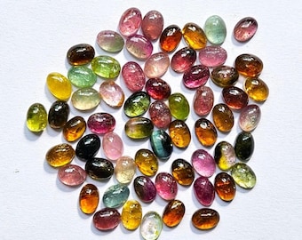 Natural Multi Tourmaline Cabochon Loose Gemstone, Tourmaline Gemstone Cabochon, Tourmaline Oval for Making Jewelry