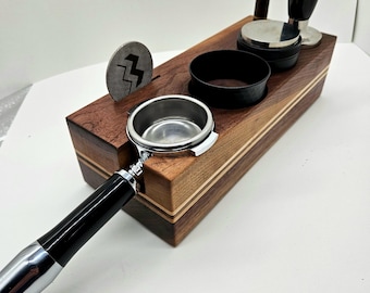 Espresso-stampstation van zwarte walnoot