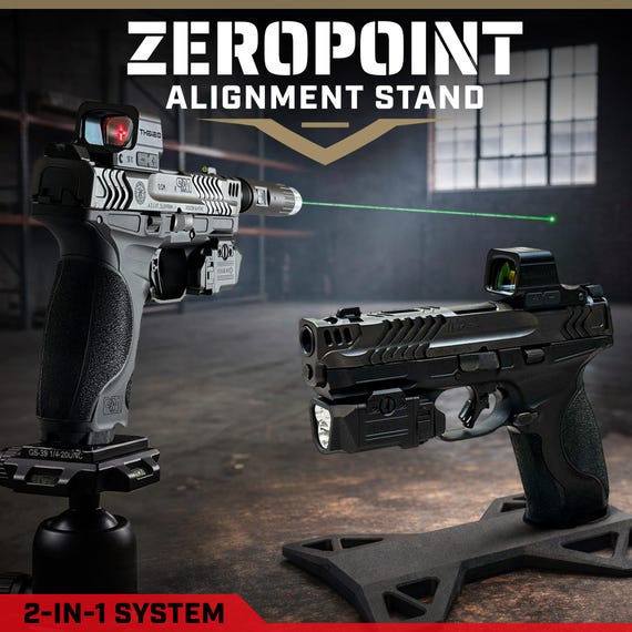 ZEROPOINT Handgun Sight Alignment Stand w/ Detachable Tripod Mount | Bore Sight Optic Zeroing Tool