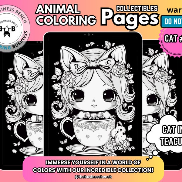 Unique Cat Coloring Pages,  Cat #1 Coloring Page for Kids, Boys, Girls, Teens, Adults. For Personal Use or Fun Activities, Instant Download