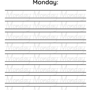 Days of the Week Tracing / Printable Downloads for Pre-K & Kindergarten / ABC Tracing / Writing Practice