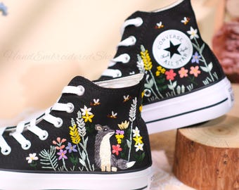 Zapatillas Converse bordadas personalizadas: Zorro, Flores, Jardín de verano