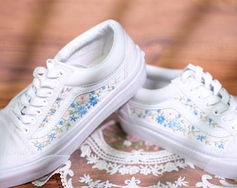 Embroidered Bridal Vans: Custom Wedding Slip-Ons, Gift for Bride