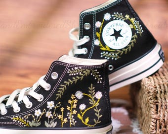 Custom Embroidered Converse Chuck Taylor 1970s: Bees & Flowers