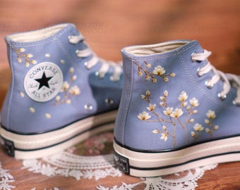 Custom Embroidered Converse Chuck Taylor 1970s: Floral Wedding Shoes