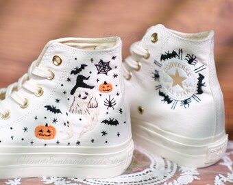 Custom Embroidered Sneakers: Fox, Mushroom, Floral Converse