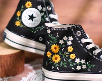 Embroidered Wedding Sneakers: Custom Floral Converse