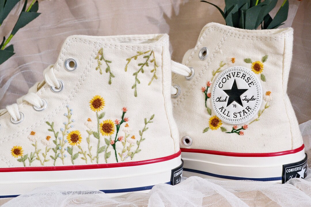 Buy Custom Converse Embroidered Shoes Converse Chuck Taylor 1970s  Embroidered Daisy Floral Bees Converse Shoes Best Gift for Her Online in  India