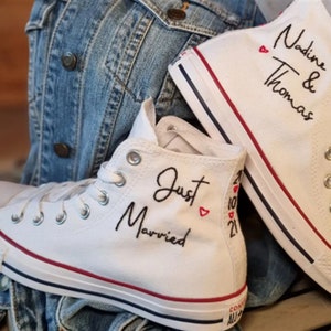Converse de casamento personalizado/converse bordado/converse de casamento bordado sapatos dos anos 70/converse de casamento flores bordadas/presente de casamento