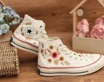 Zapatillas de boda bordadas personalizadas, diseño floral de girasol