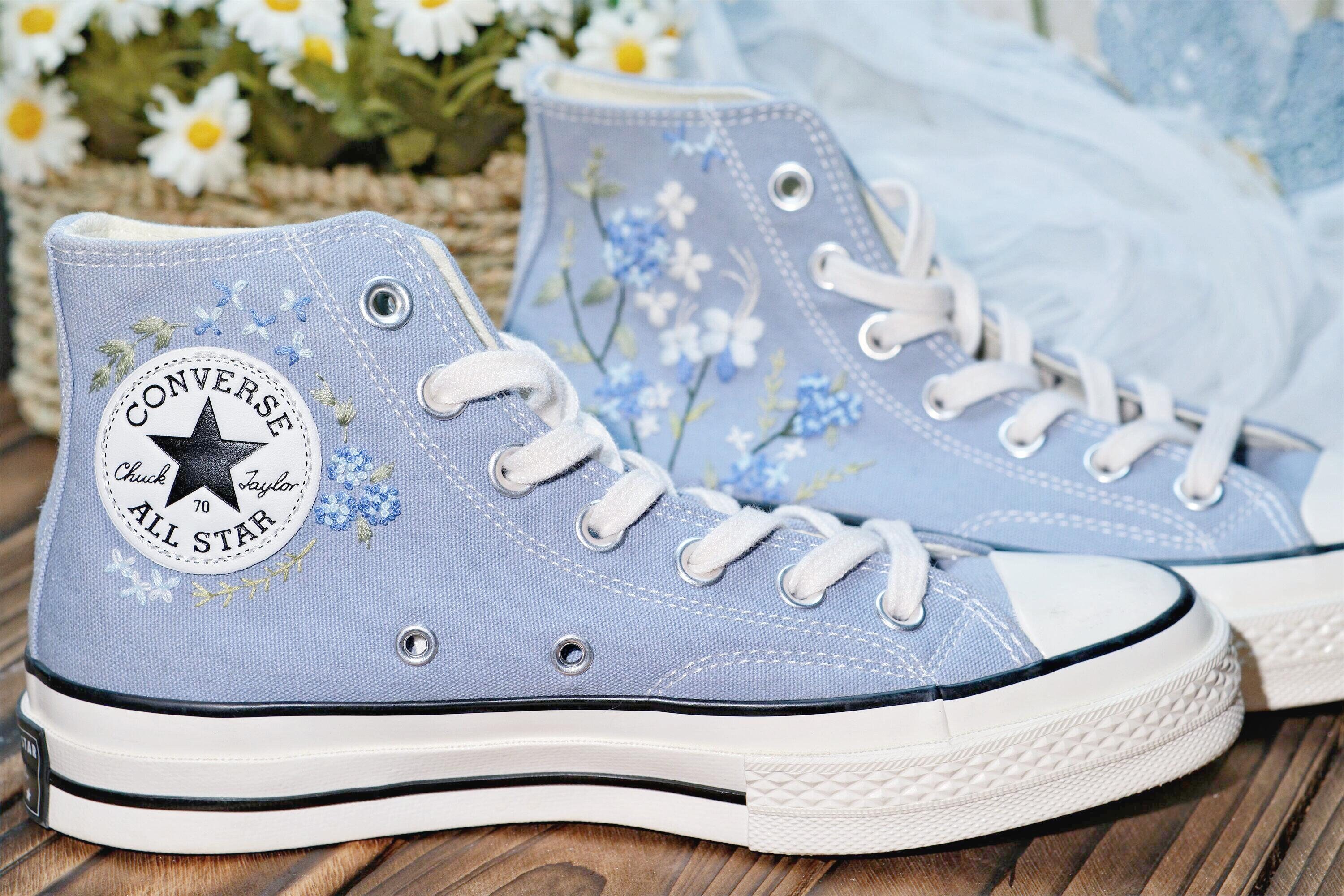 Embroidery of flowers and butterflies/Custom Colorful Chrysanthemum Garden/Embroidered Sneakers/Converse Chuck Taylor 1970s Embroidery