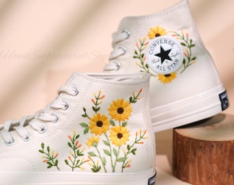 Zapatillas Converse con girasoles bordados, zapatillas personalizadas para bodas