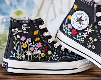 Custom Wedding Sneakers/ Wedding Flowers Embroidered Shoes/ Bridal Flowers Embroidered Sneakers Wedding Flowers Embroidered Sneakers