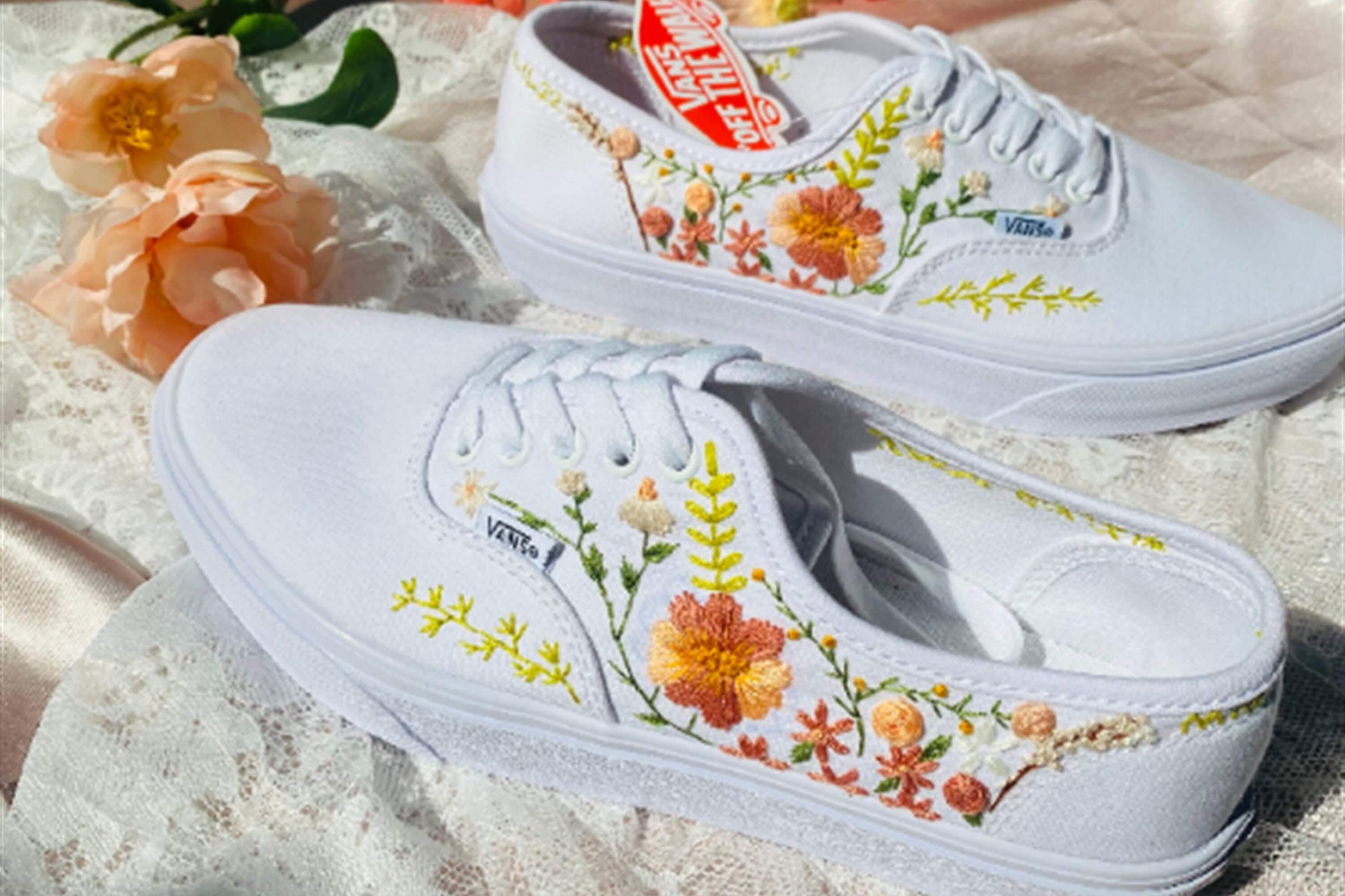 Vans for a Bride Bridal Sneakers Embroidered Wedding Shoescustom Embroidered Bridal Vans Shoesa Unique Gift for the Bridewedding Gift Etsy
