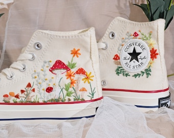 Custom Converse Chuck Taylor Mushrooms Embroidered Converse Shoes/ Mushrooms Embroidered Converse Custom/ Mushrooms Embroidered Sneakers