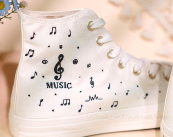 Embroidered Converse Chuck Taylor 1970s, Custom Musicl Design