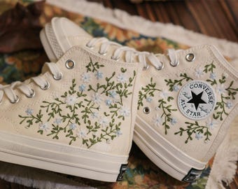 Zapatillas Converse bordadas a mano, ramo de flores personalizado, regalo de boda