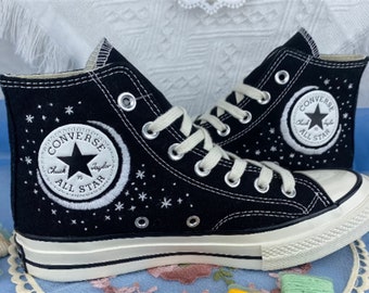 Embroidered Converse Chuck Taylor 1970s, Custom Celestial Design