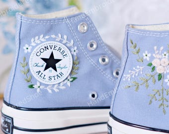 Custom Embroidered Converse Chuck Taylor 70s, Garden Flower Wedding Shoes