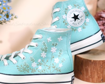Embroidered Converse Wedding Shoes: Custom Floral Bouquet