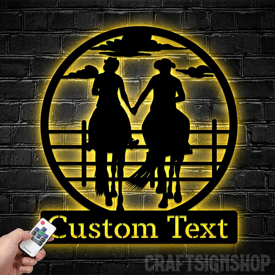 Custom Cowboy and Cowgirl Metal Wall Art LED Light Western Etsy
