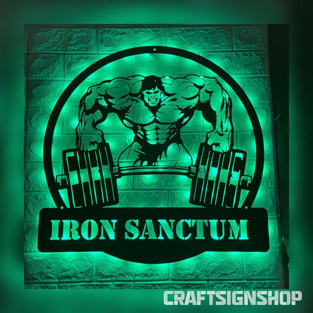 Personalized Powerlifting Workout Metal Wall Art LED Light Etsy
